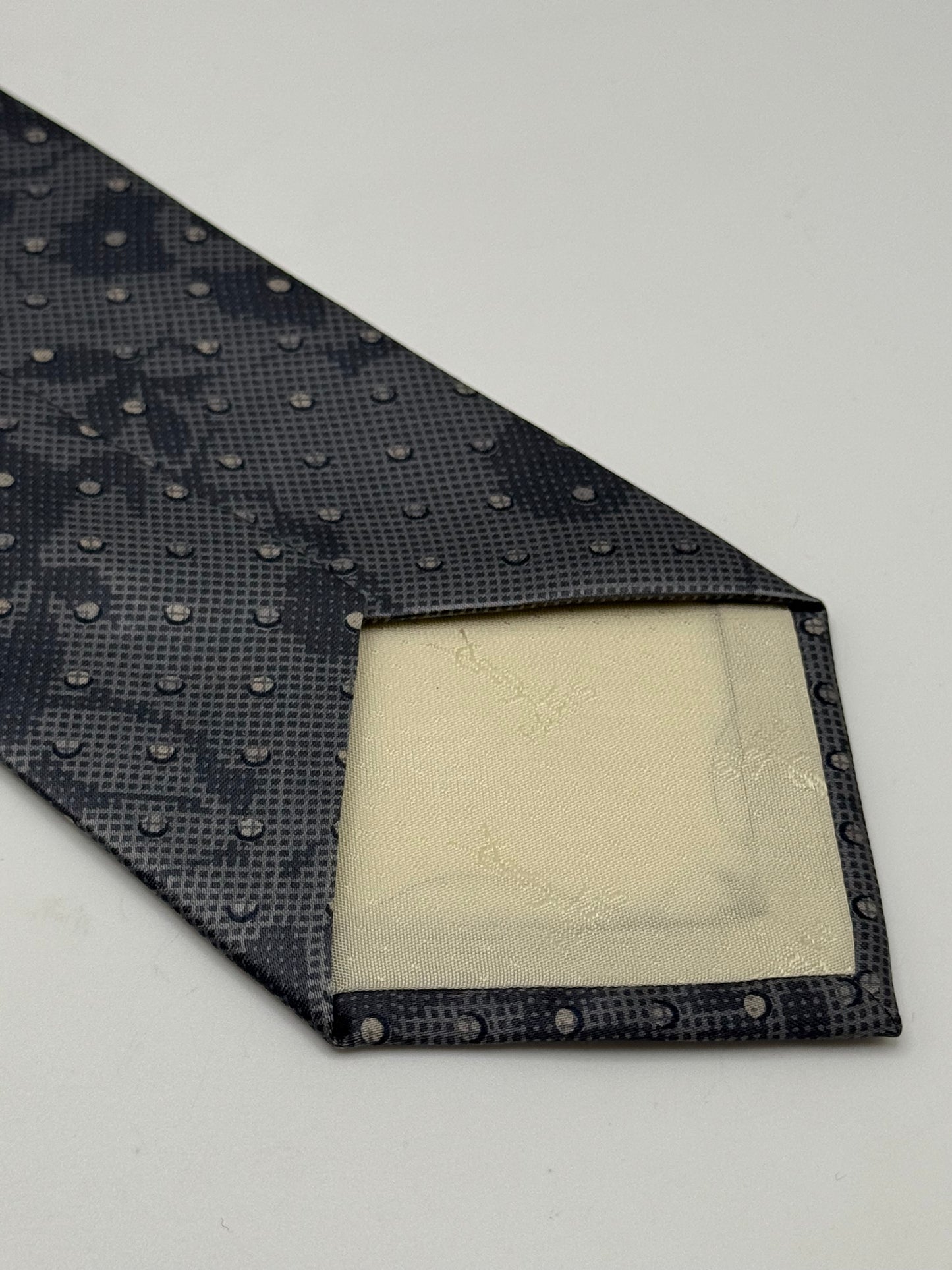 Grey polka-dot satin silk tie