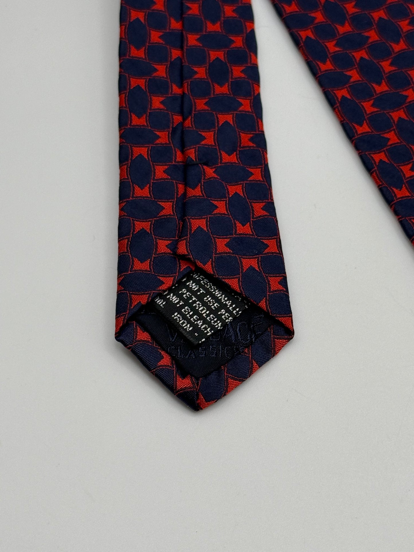 Dark blue and red silk tie