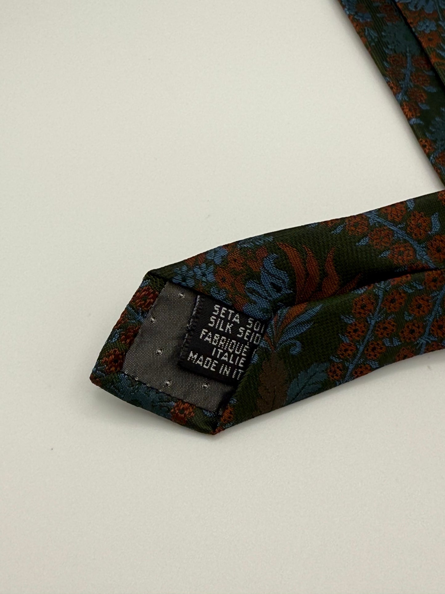 Dark green jacquard silk tie