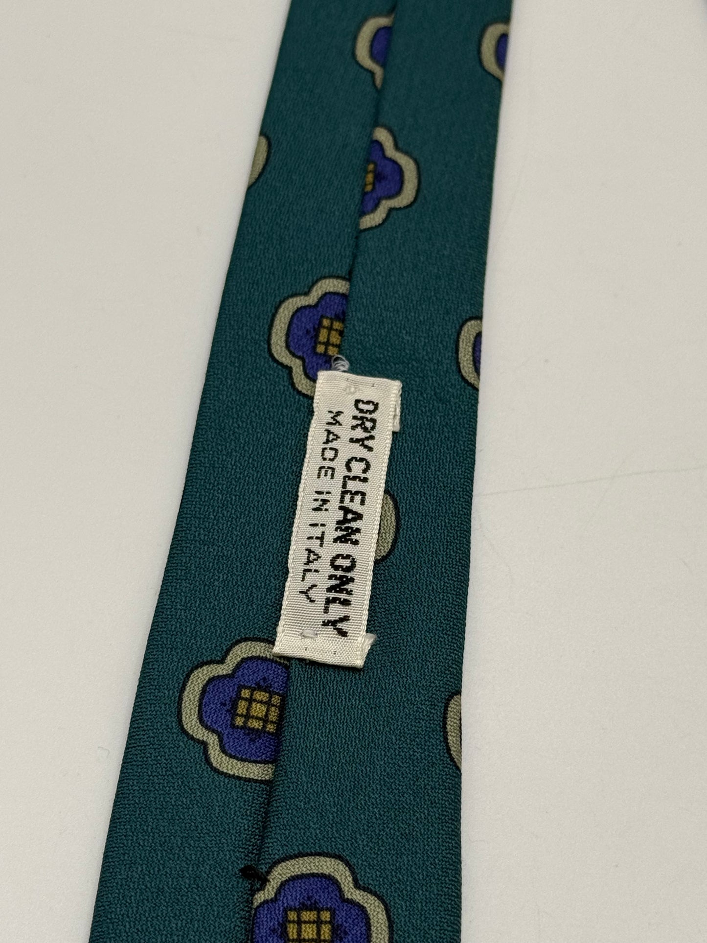 Petrol Blue silk tie geometric pattern