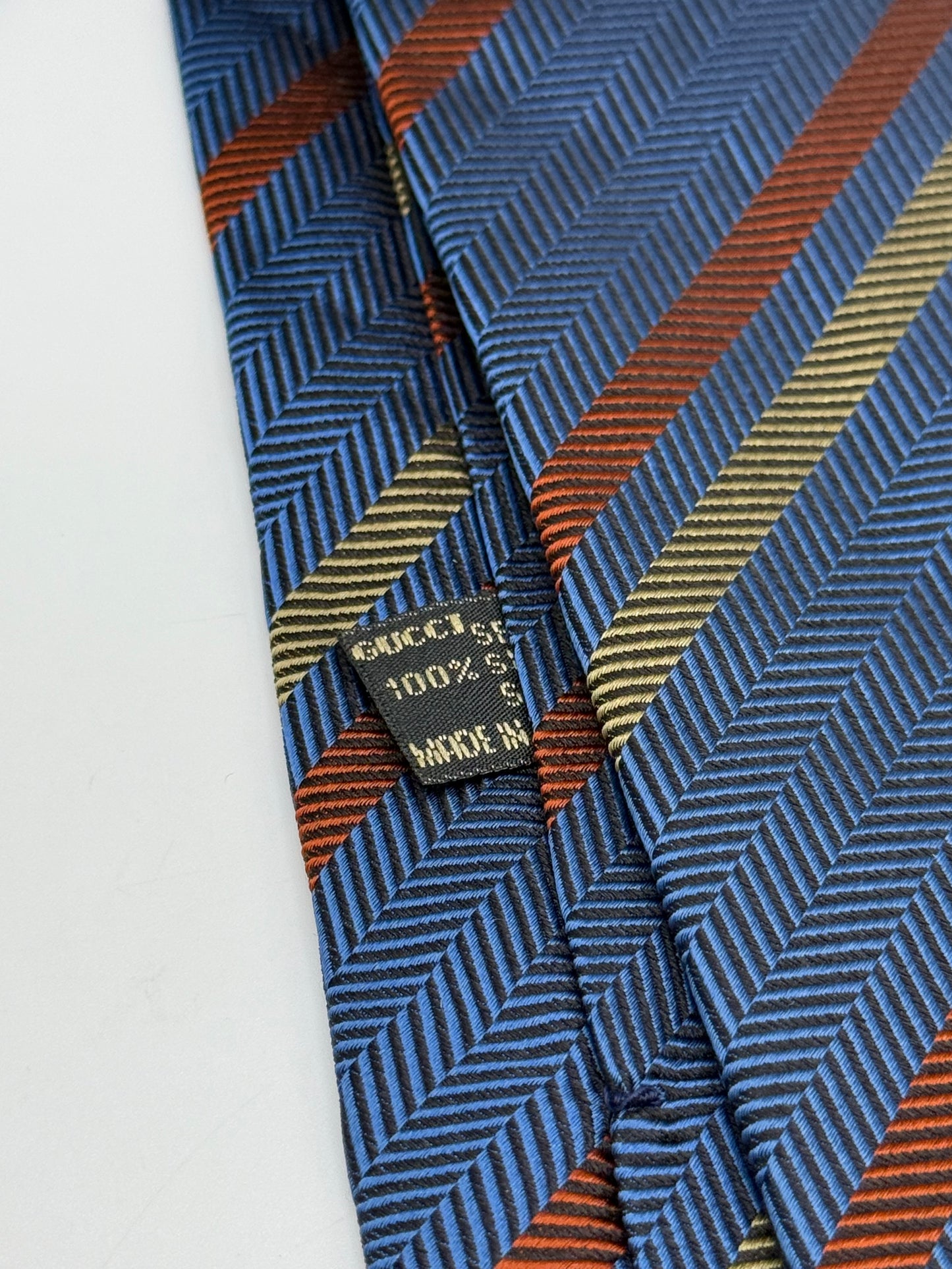 Blue regimental jacquard silk tie
