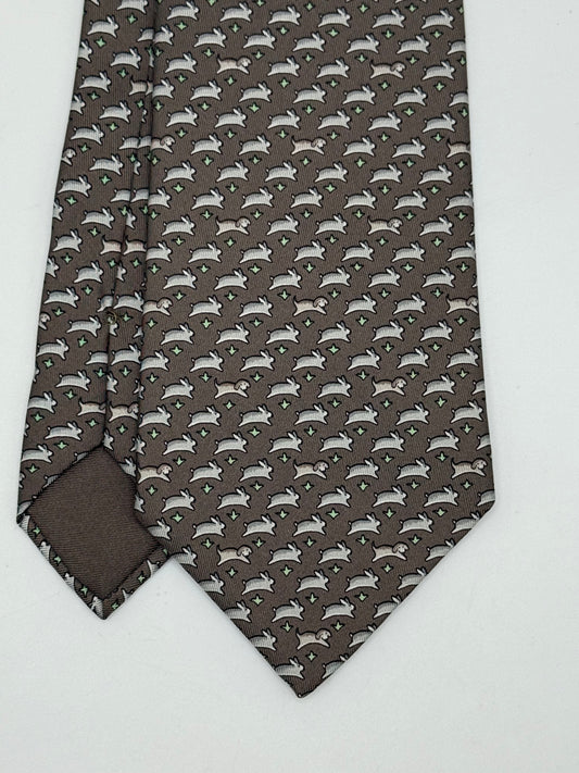 Grey twill silk tie