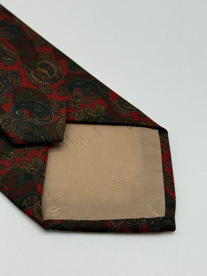 Burgundy paisley pattern silk tie