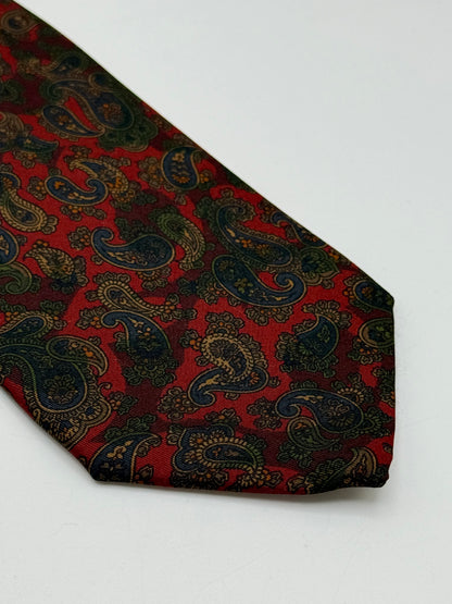 Burgundy paisley pattern silk tie