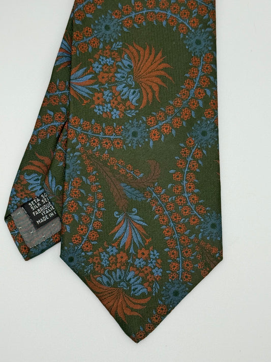 Dark green jacquard silk tie