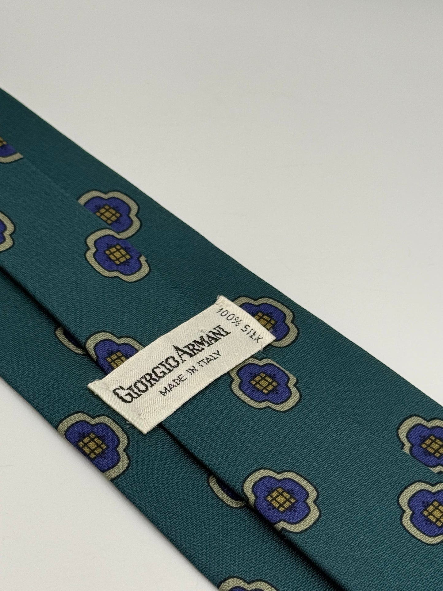 Petrol Blue silk tie geometric pattern