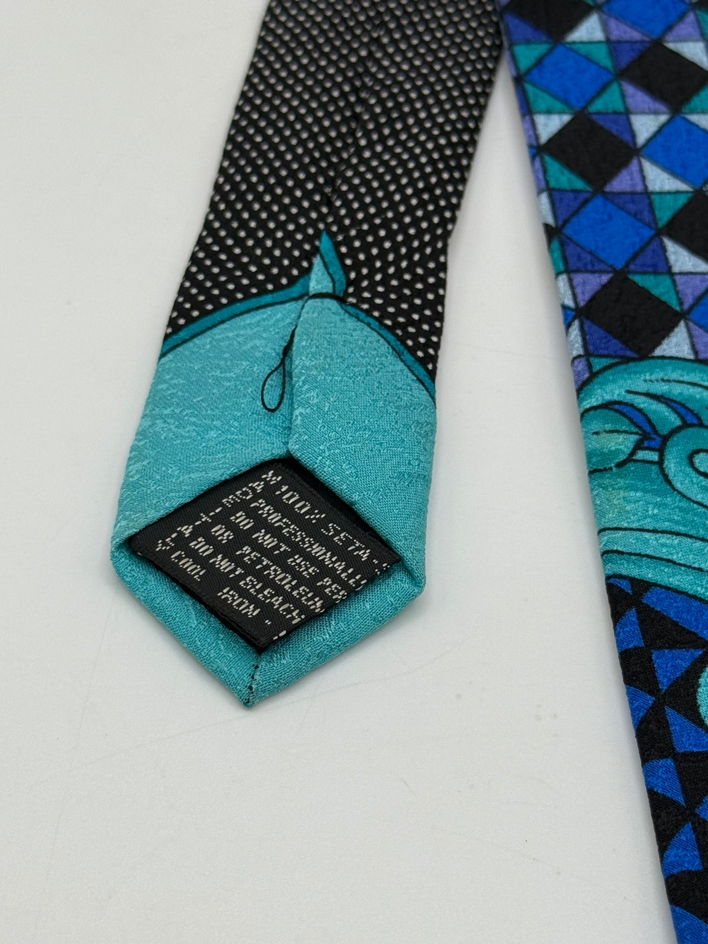Blue and black satin silk tie