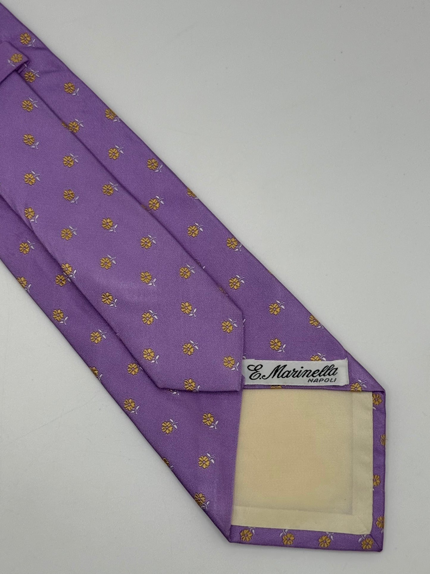 Light purple twill silk tie Whit small flower pattern