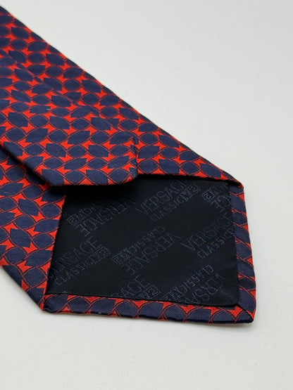 Dark blue and red silk tie