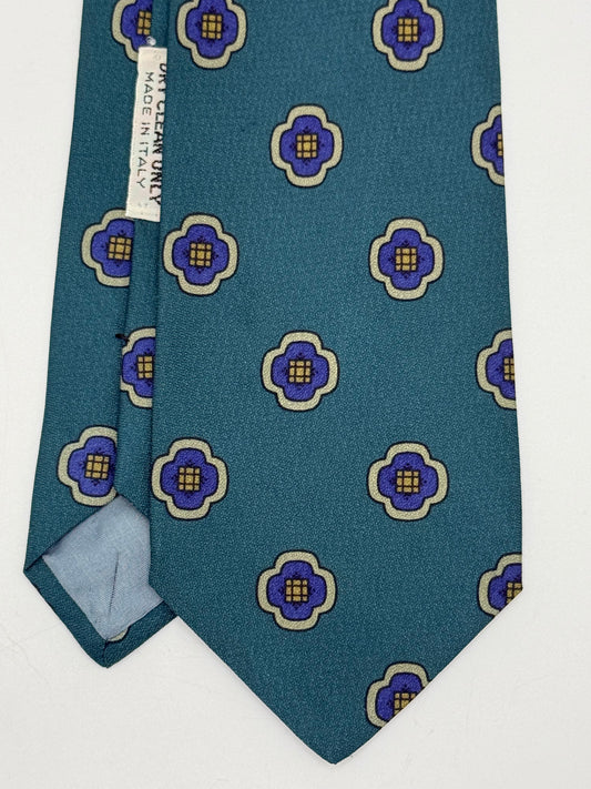 Petrol Blue silk tie geometric pattern