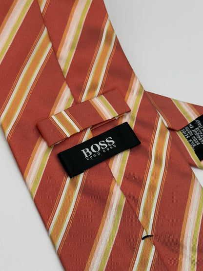Orange silk regimental tie