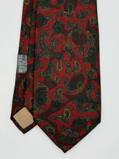 Burgundy paisley pattern silk tie