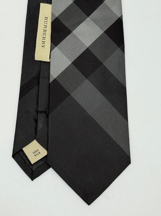 Black checked silk tie