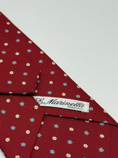 Burgundy polka-dot twill silk tie