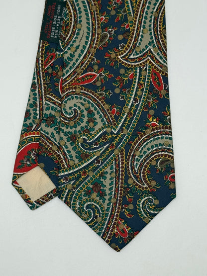 Dark blue silk tie whit cashmere pattern