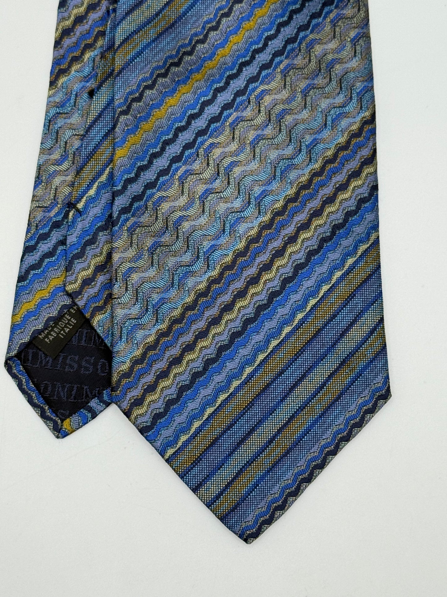Blue jacquard silk tie whit stripes