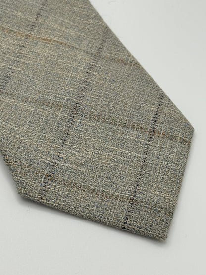 Grey check wool tie
