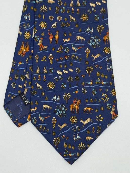 Dark blue twill silk tie