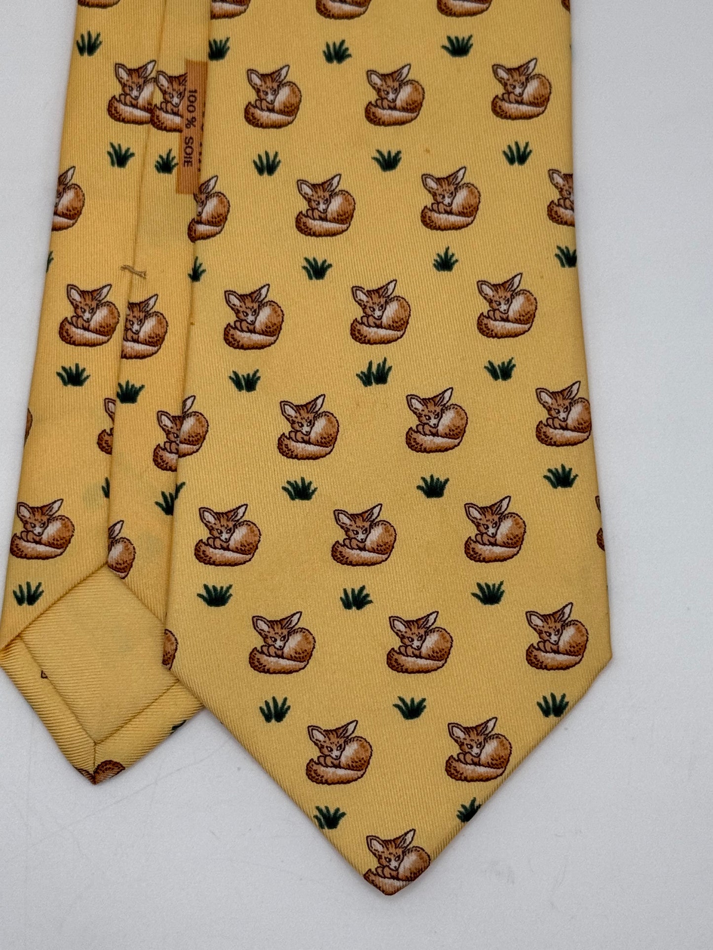 Yellow twill silk tie