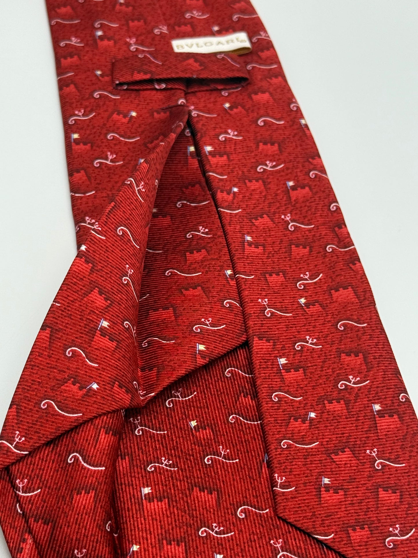 Burgundy twill silk designed tie