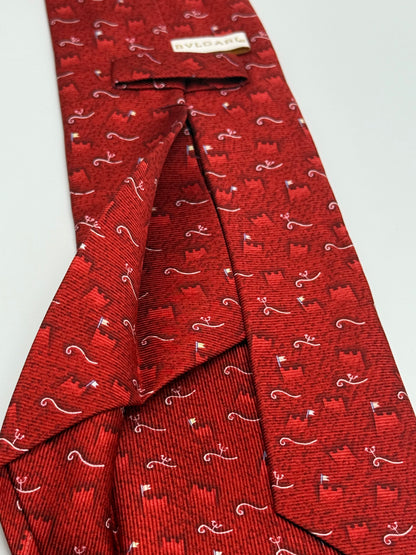 Burgundy twill silk designed tie