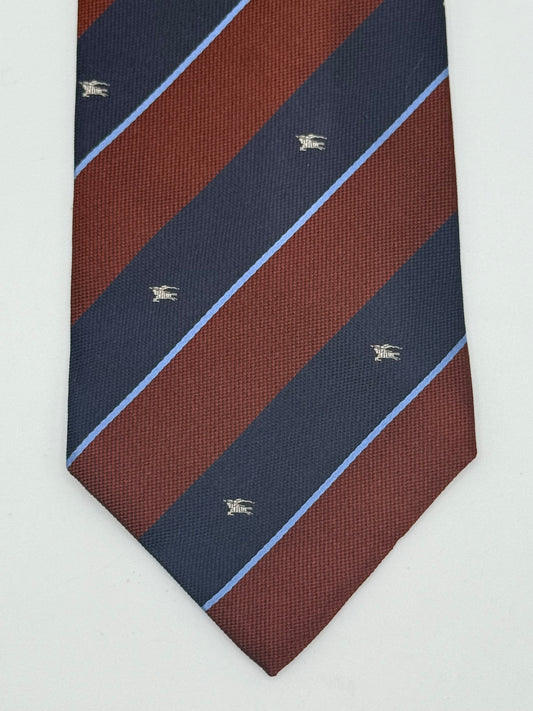 Dark blue and burgundy regimental silk tie