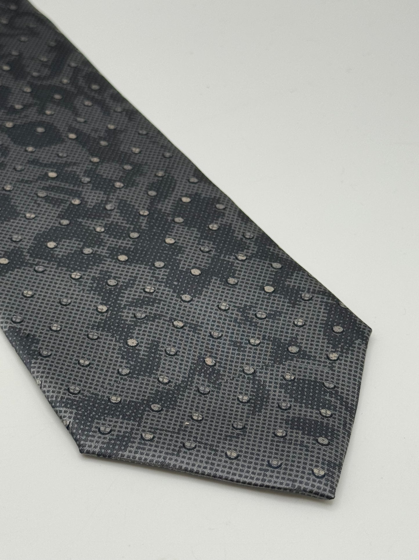 Grey polka-dot satin silk tie