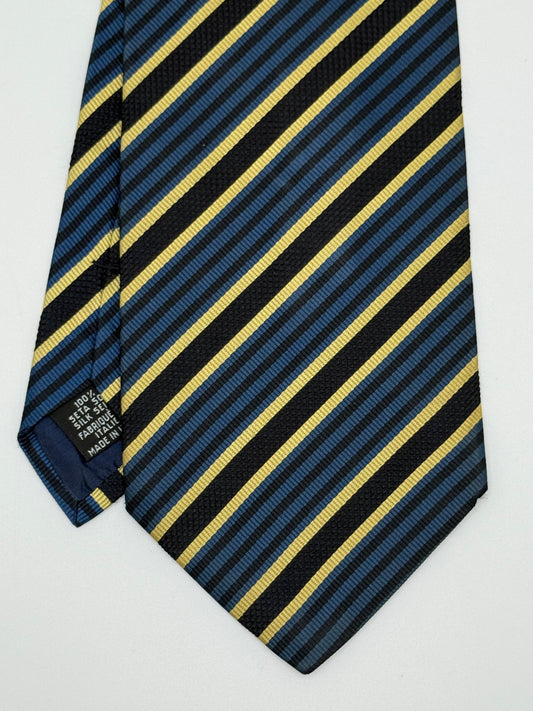 Dark blue silk tie whit stripes