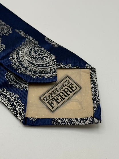 Blue paisley silk tie