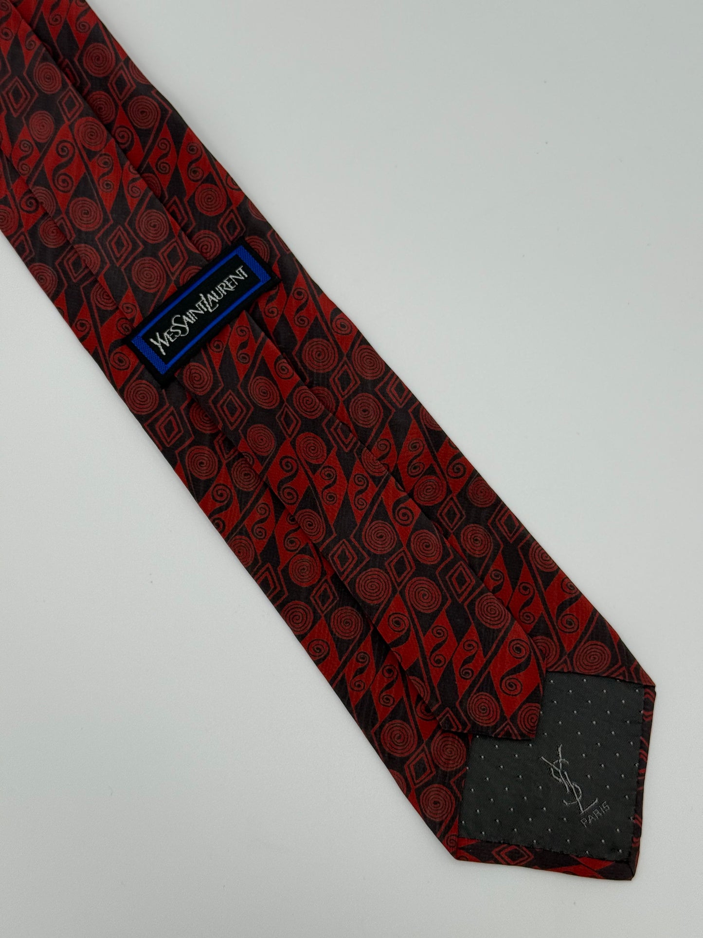 Burgundy geometric silk tie