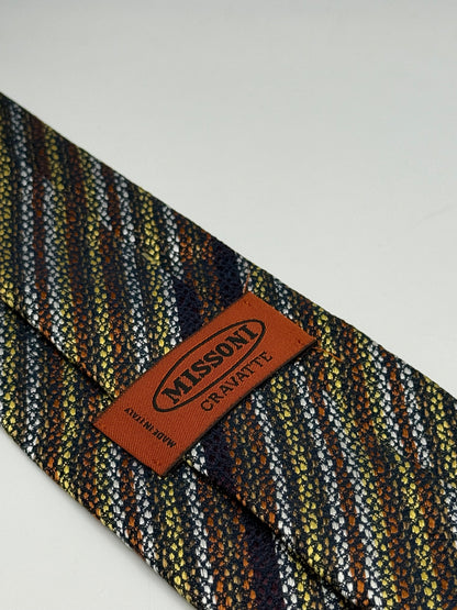 Multicolor stripes jacquard silk tie