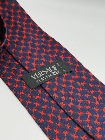 Dark blue and red silk tie