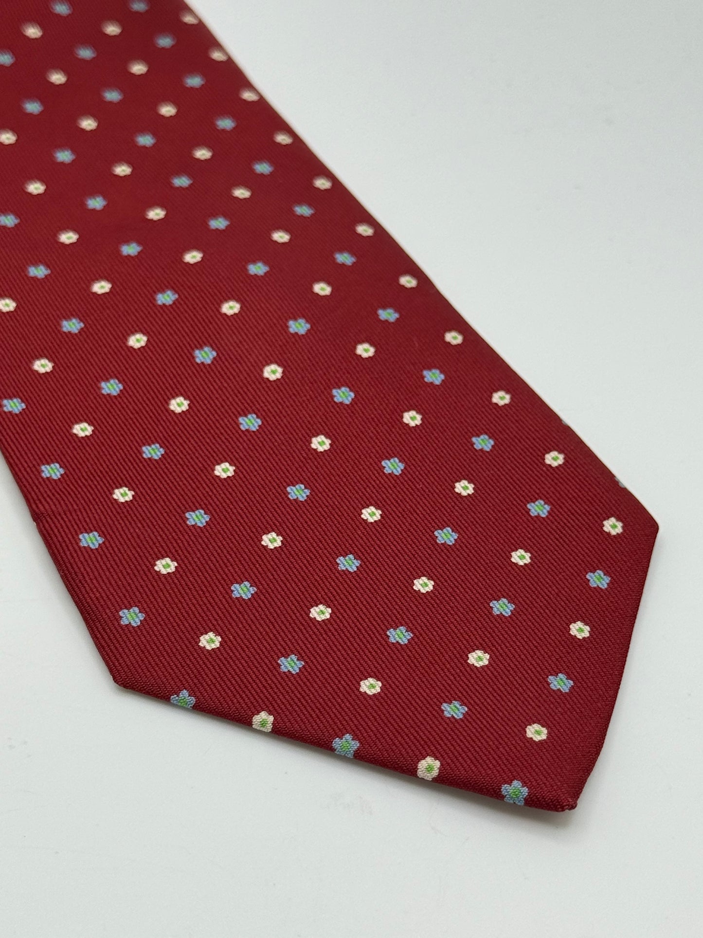 Burgundy polka-dot twill silk tie