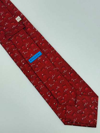 Burgundy twill silk designed tie