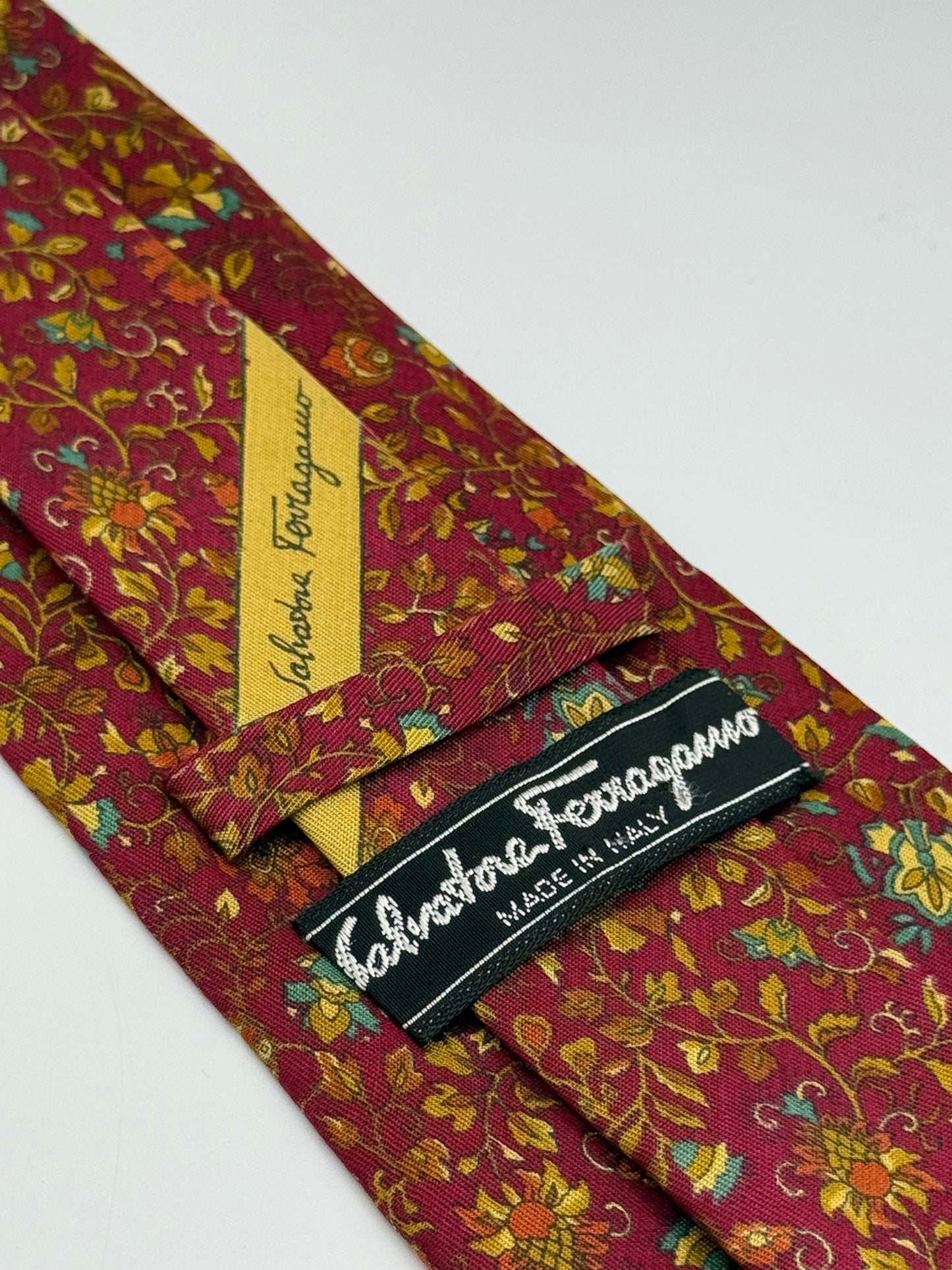 Burgundy silkt whit flower pattern