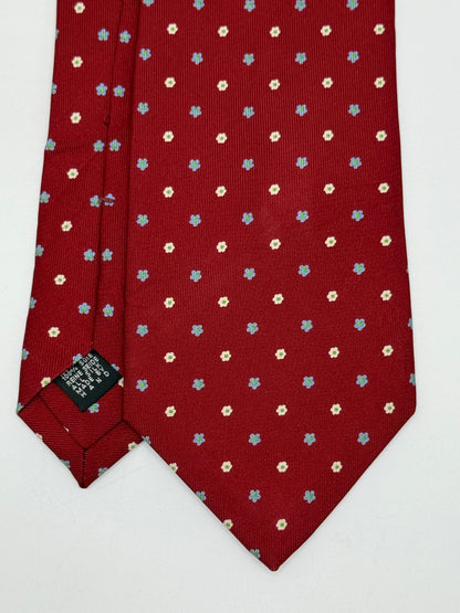 Burgundy polka-dot twill silk tie
