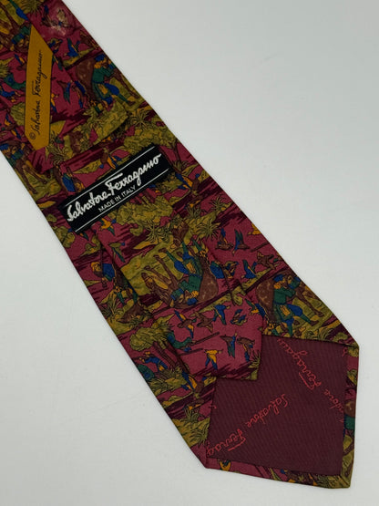 Twill silk tie landscape with shepherds pattern