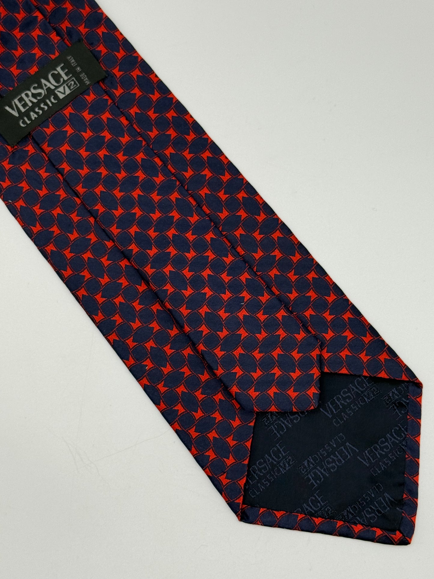 Dark blue and red silk tie