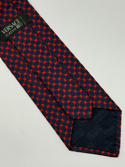 Dark blue and red silk tie