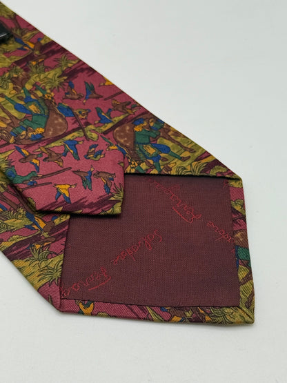 Twill silk tie landscape with shepherds pattern