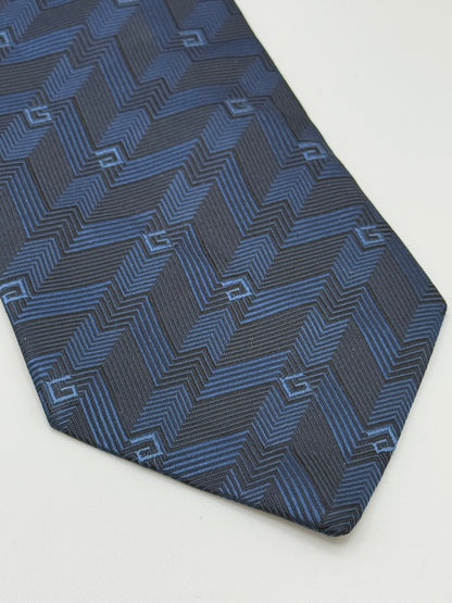 Dark blue jacquard silk tie