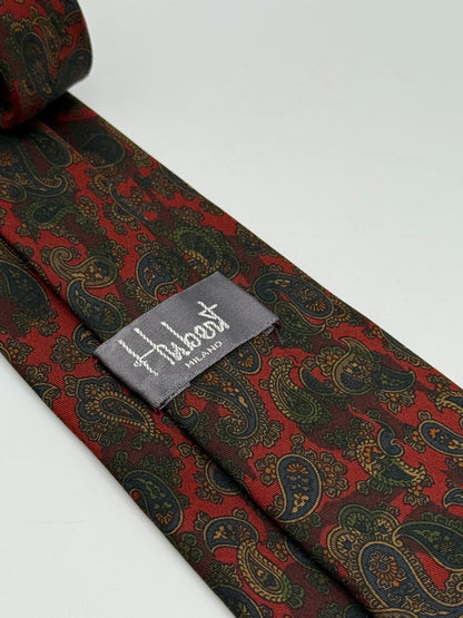 Burgundy paisley pattern silk tie