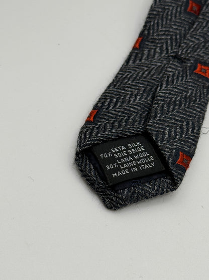 Grey silk and wool tie
