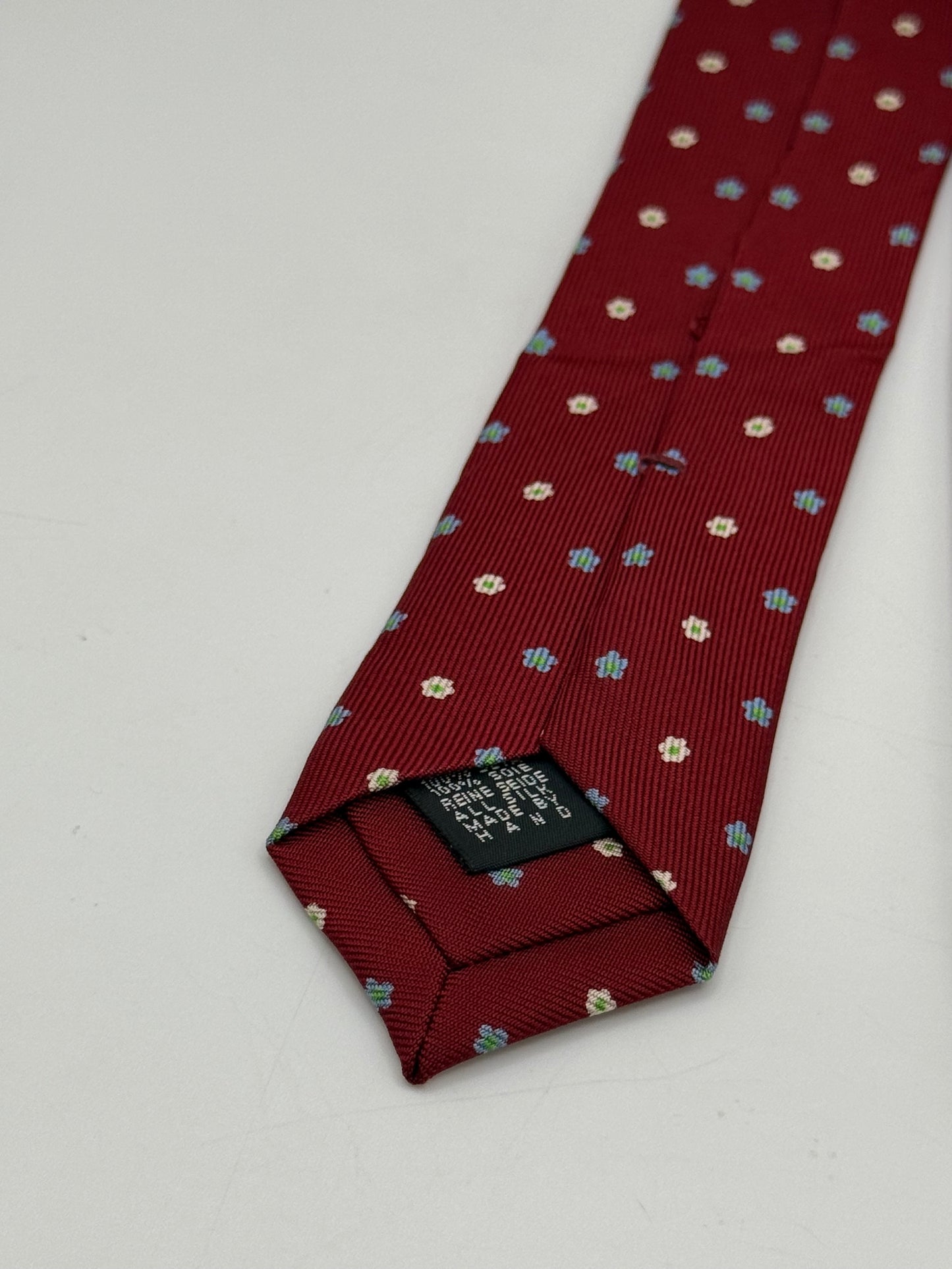 Burgundy polka-dot twill silk tie
