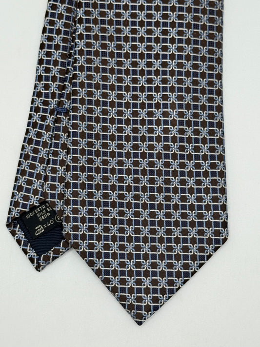 Brown jacquard silk tie