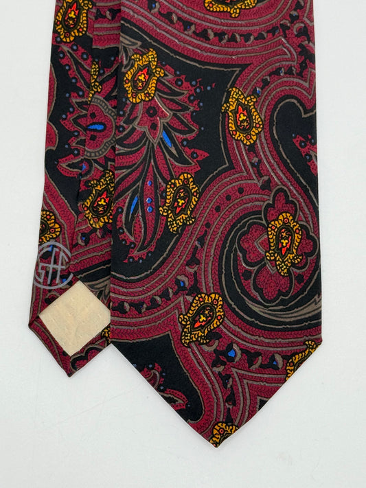 Black satin sili tie cashmere pattern