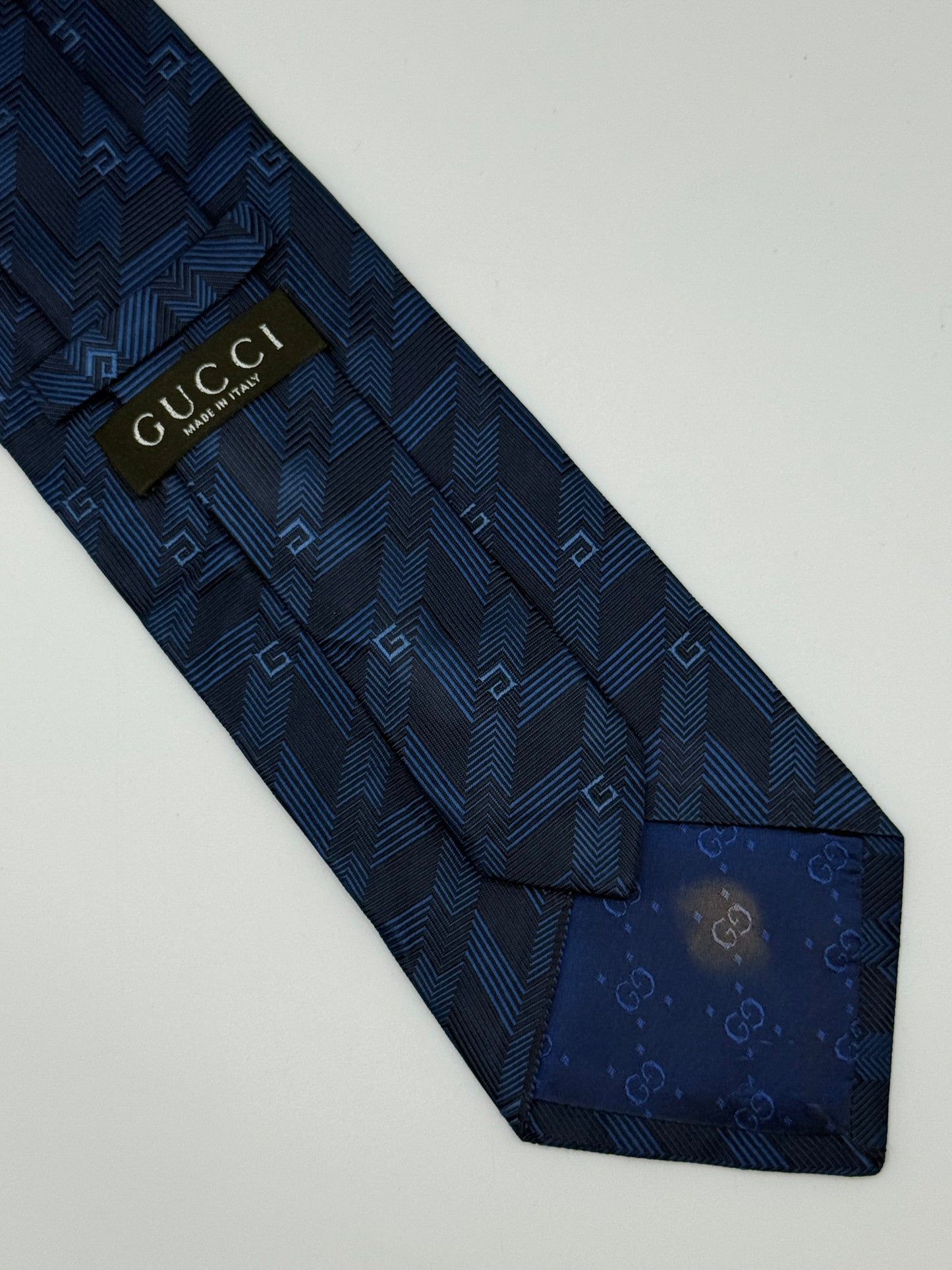 Dark blue jacquard silk tie
