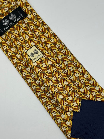 Twill silk tie whit small flower pattern