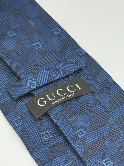Dark blue jacquard silk tie