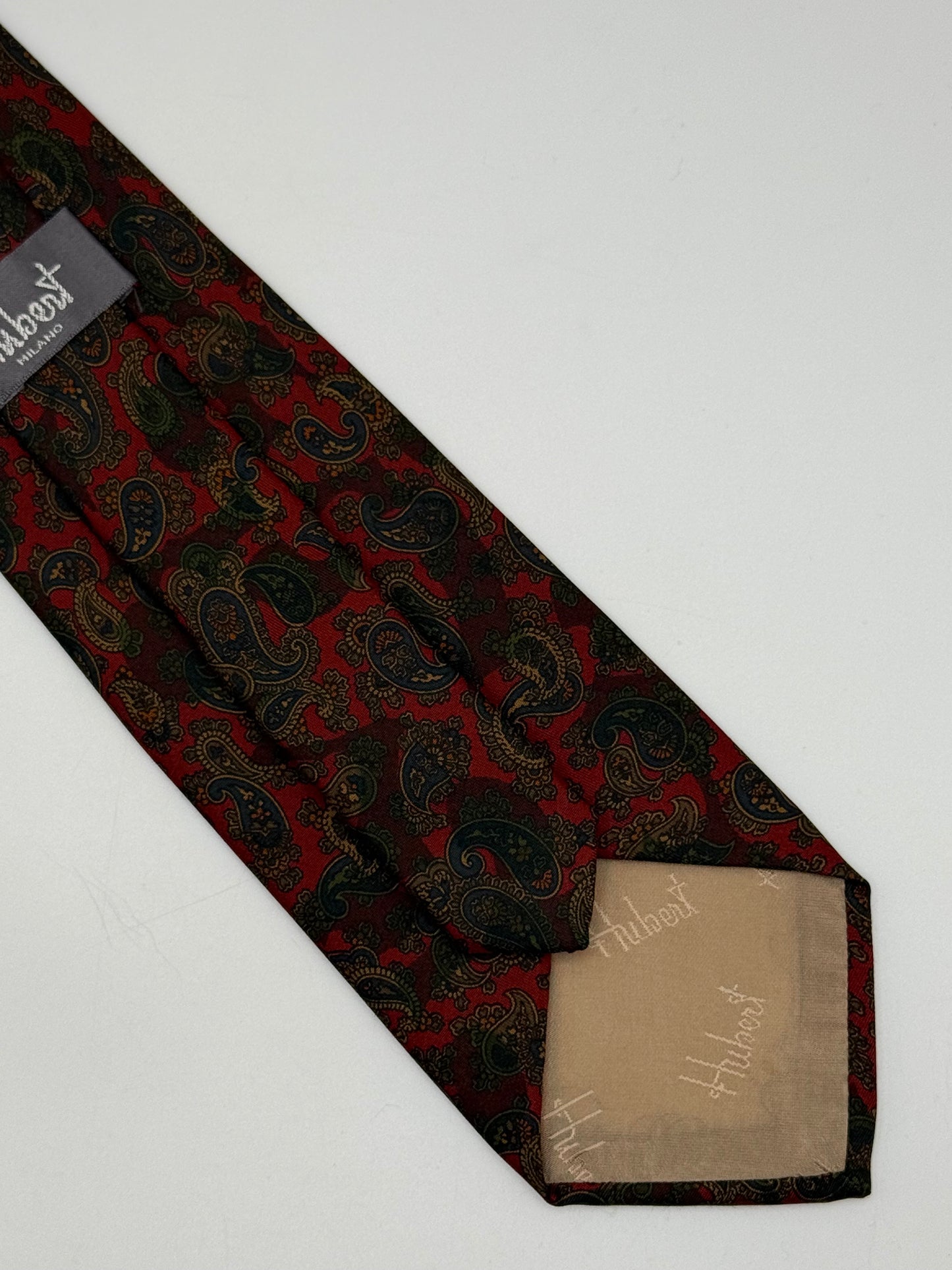 Burgundy paisley pattern silk tie